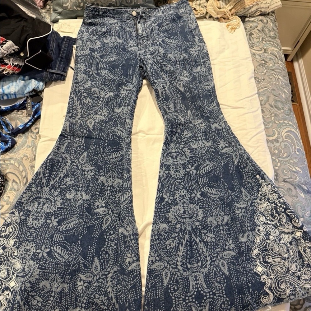 Rare Free People Just Float On Blue Jeans